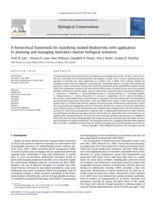A Hierarchical Framework for Classifying Seabed Biodiversity with Application to Planning and Managing Australia’S Marine Biological Resources