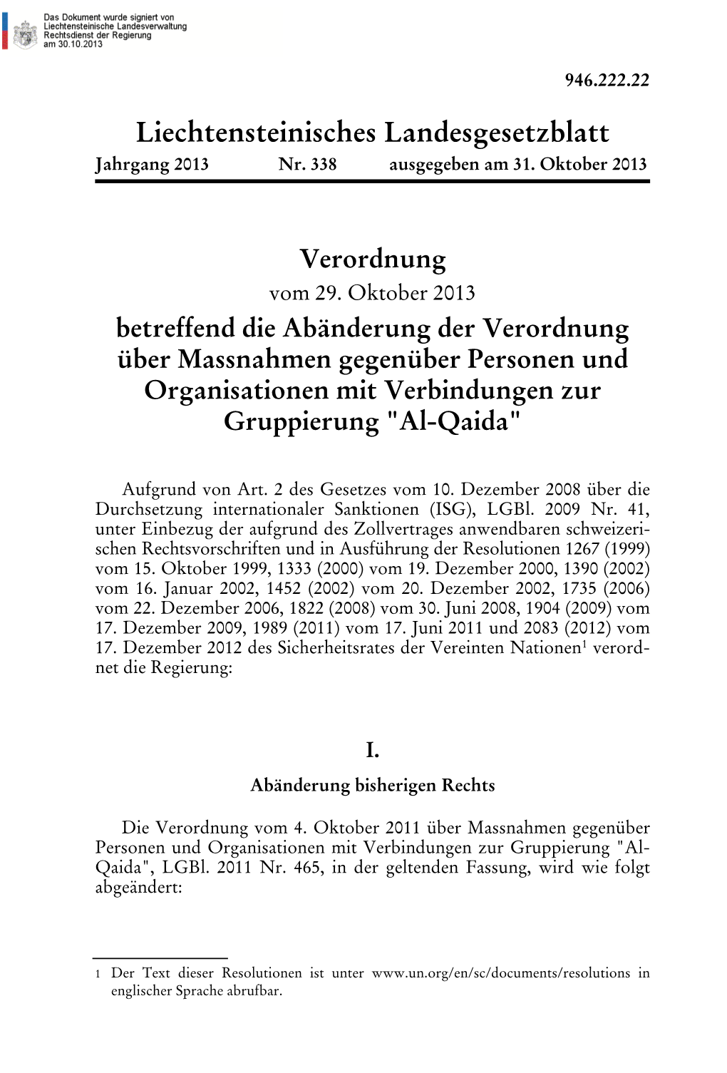 Liechtensteinisches Landesgesetzblatt Jahrgang 2013 Nr