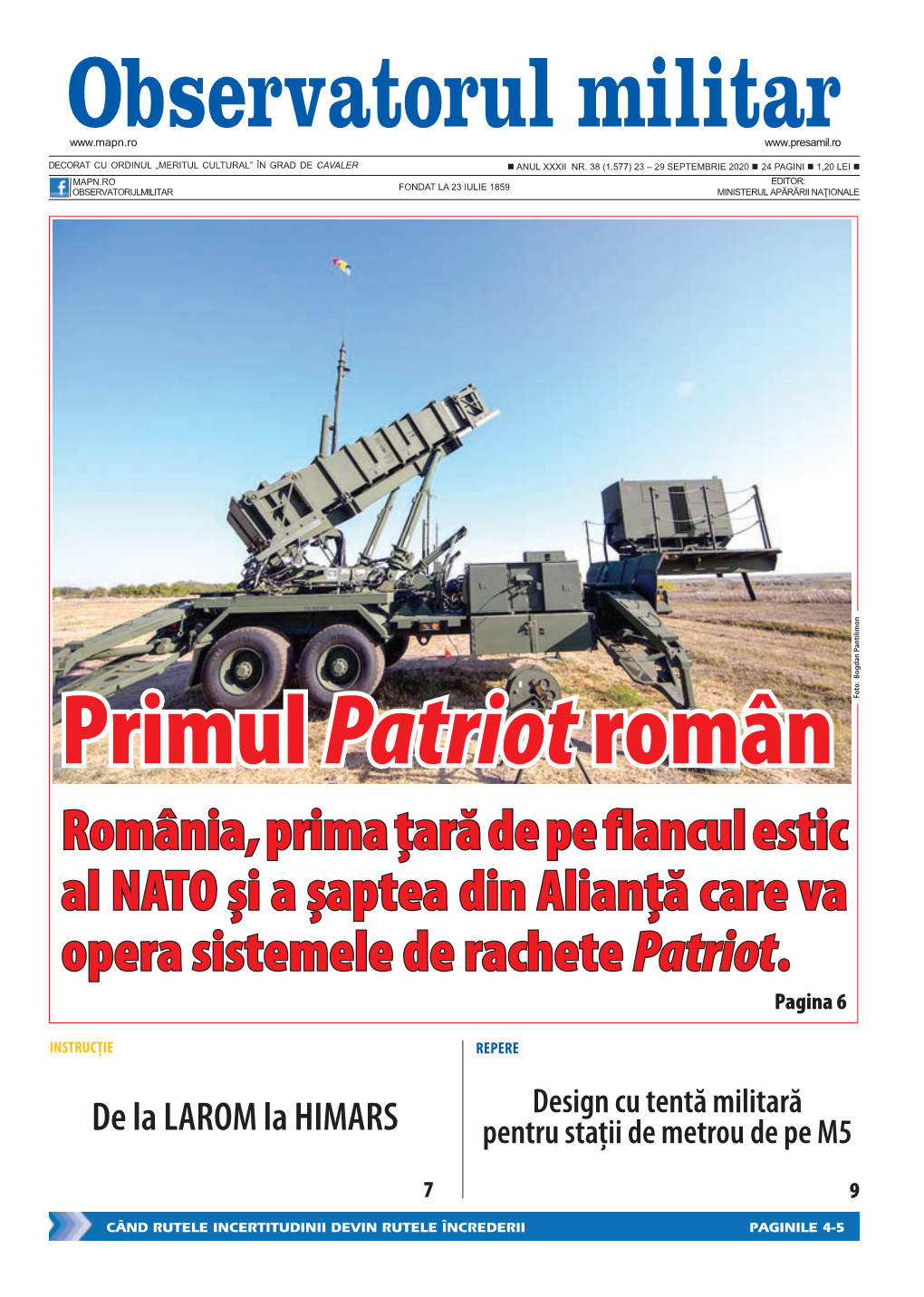 România, Prima Țară De Pe Flancul Estic Al NATO Și a Șaptea Din Alianță Care Va Opera Sistemele De Rachete Patriot