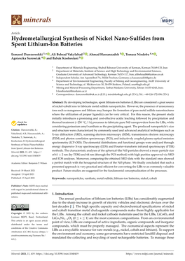 Hydrometallurgical Synthesis of Nickel Nano-Sulfides from Spent Lithium