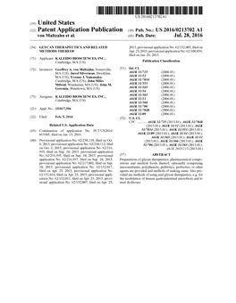 (2) Patent Application Publication (10) Pub. No.: US 2016/0213702 A1 Von Maltzahn Et Al