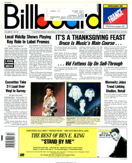 IT's a THANKSGIVING FEAST Key Role in Label Promos Bruce Is Music's Main Course