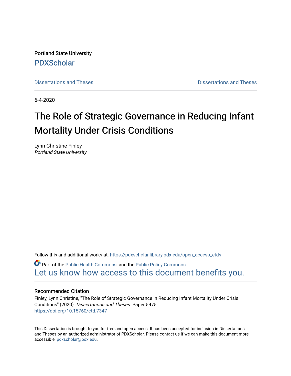 The Role of Strategic Governance in Reducing Infant Mortality Under Crisis Conditions