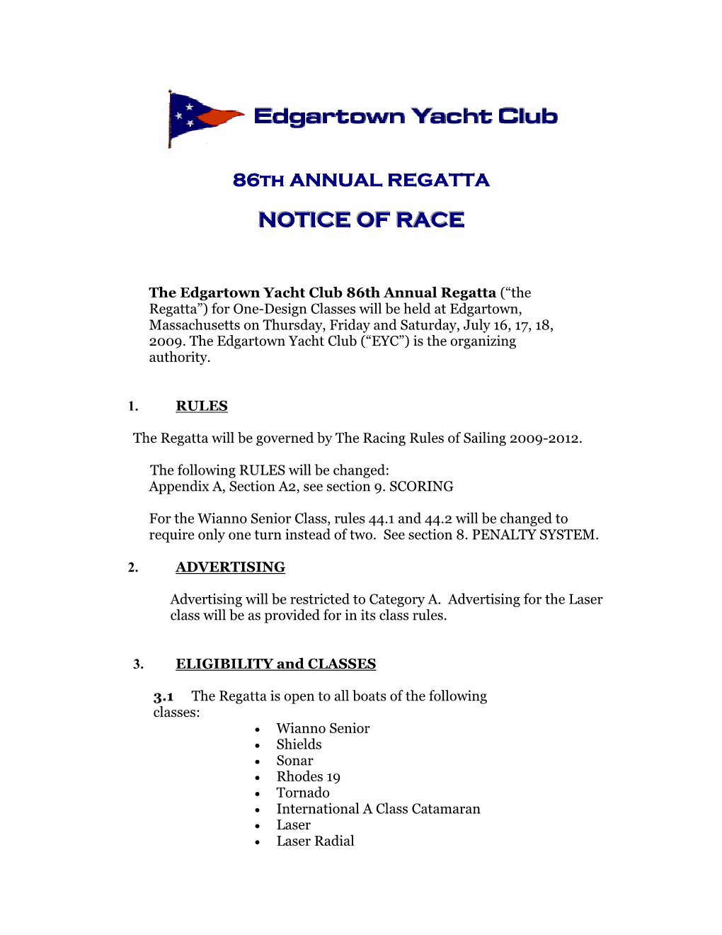 Notice of Race