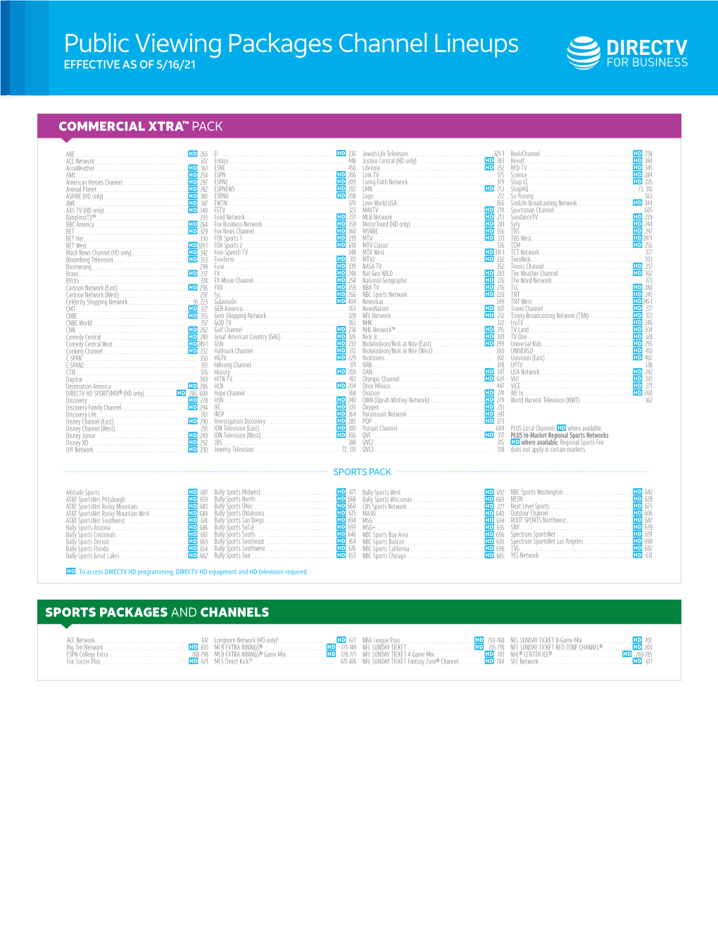 View Channel Lineup