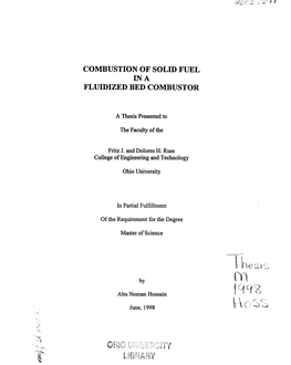 Combustion of Solid Fuel Ina Fluidized Bed Combustor