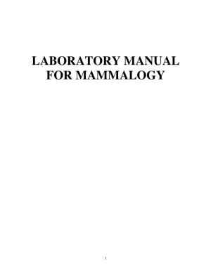 Laboratory Manual for Mammalogy