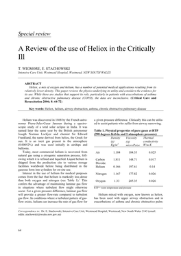 A Review of the Use of Heliox in the Critically Ill