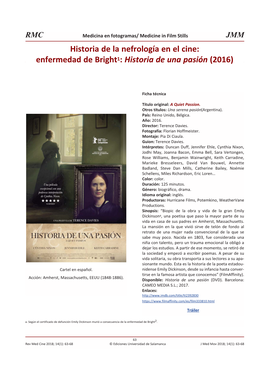 Historia De La Nefrología En El Cine: Enfermedad De Bright1: Historia De Una Pasión (2016)