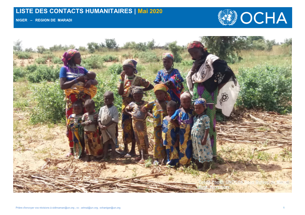 LISTE DES CONTACTS HUMANITAIRES | Mai 2020