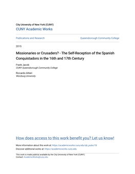 The Self-Reception of the Spanish Conquistadors in the 16Th and 17Th Century