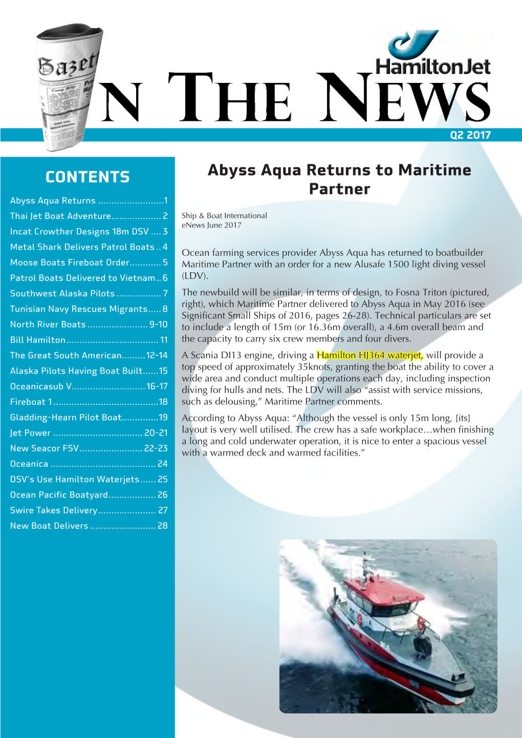 Abyss Aqua Returns to Maritime Partner CONTENTS