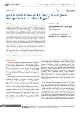 Species Composition and Diversity of Mangrove Swamp Forest in Southern Nigeria