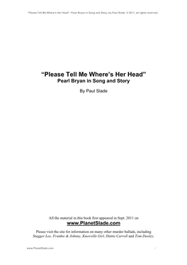 “Please Tell Me Where's Her Head”