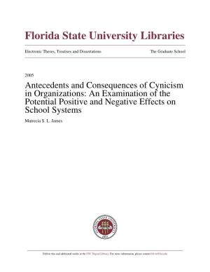 Antecedents and Consequences of Cynicism in Organizations: an Examination of the Potential Positive and Negative Effects on School Systems Matrecia S