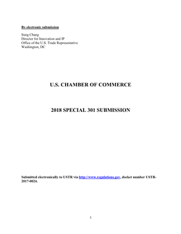 U.S. Chamber of Commerce 2018 Special 301 Submission
