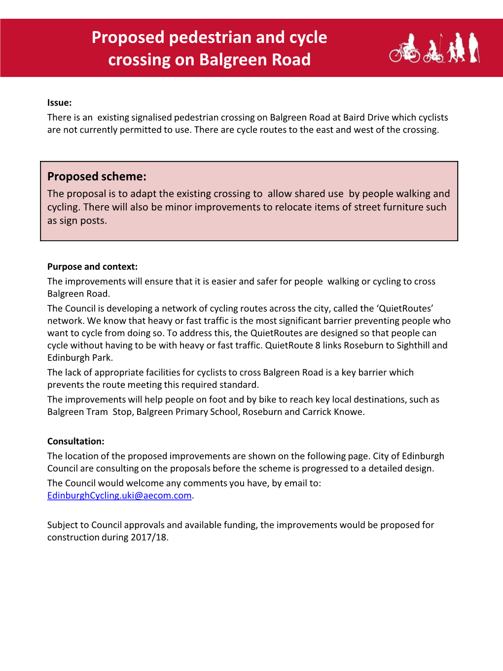 Balgreen Road Scheme Summary