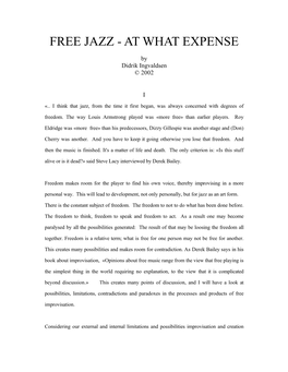 Free Jazz - at What Expense