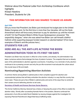 Students for Life Here Are All the Anti-Life Actions the Biden Administration Took in Its First 100 Days