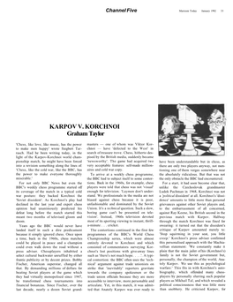 KARPOV V. KORCHNOI Graham Taylor