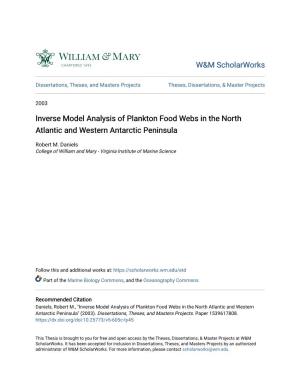 Inverse Model Analysis of Plankton Food Webs in the North Atlantic and Western Antarctic Peninsula