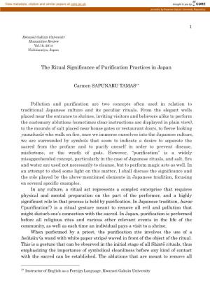 The Ritual Significance of Purification Practices in Japan