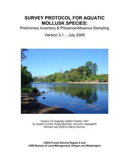 AQUATIC MOLLUSK SPECIES: Preliminary Inventory & Presence/Absence Sampling