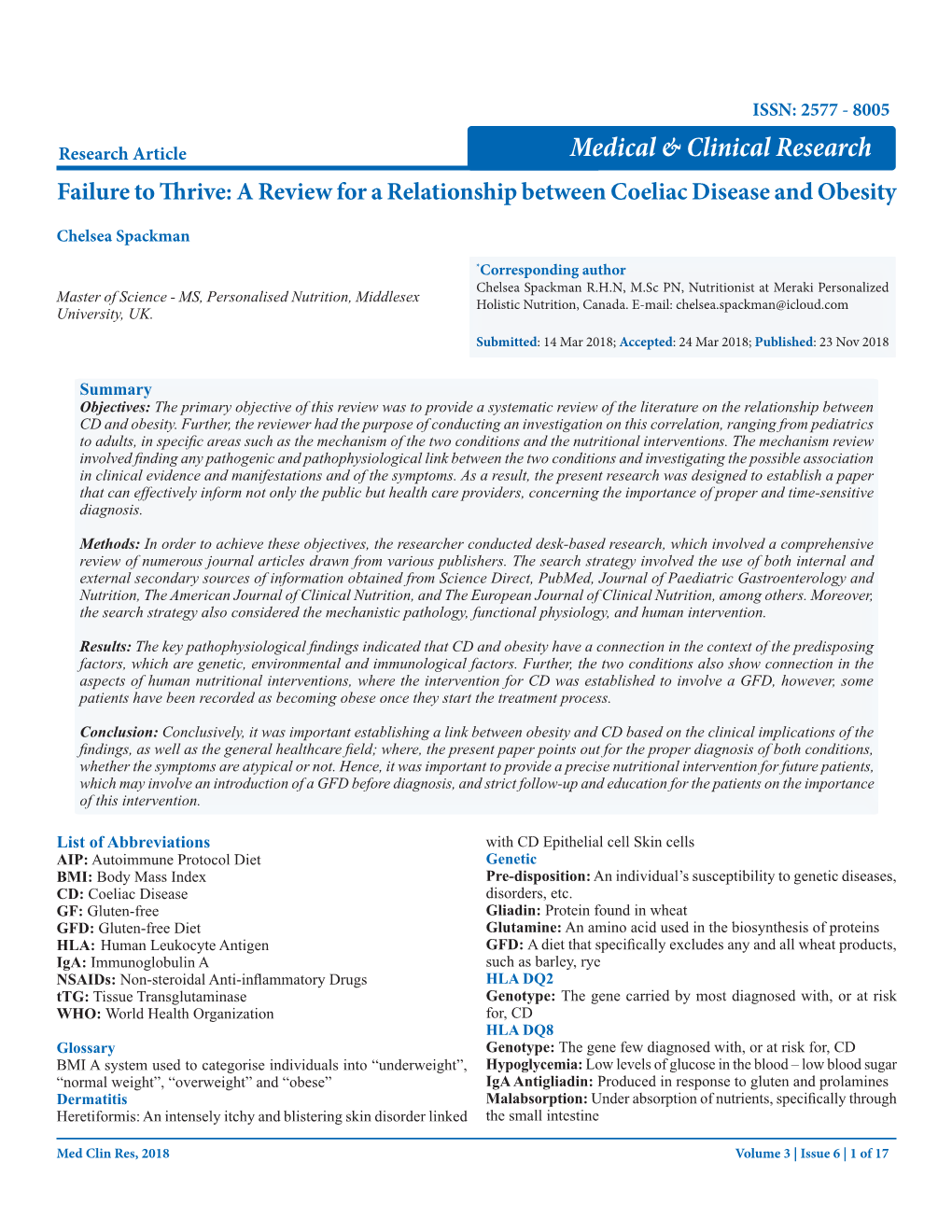 A Review for a Relationship Between Coeliac Disease and Obesity