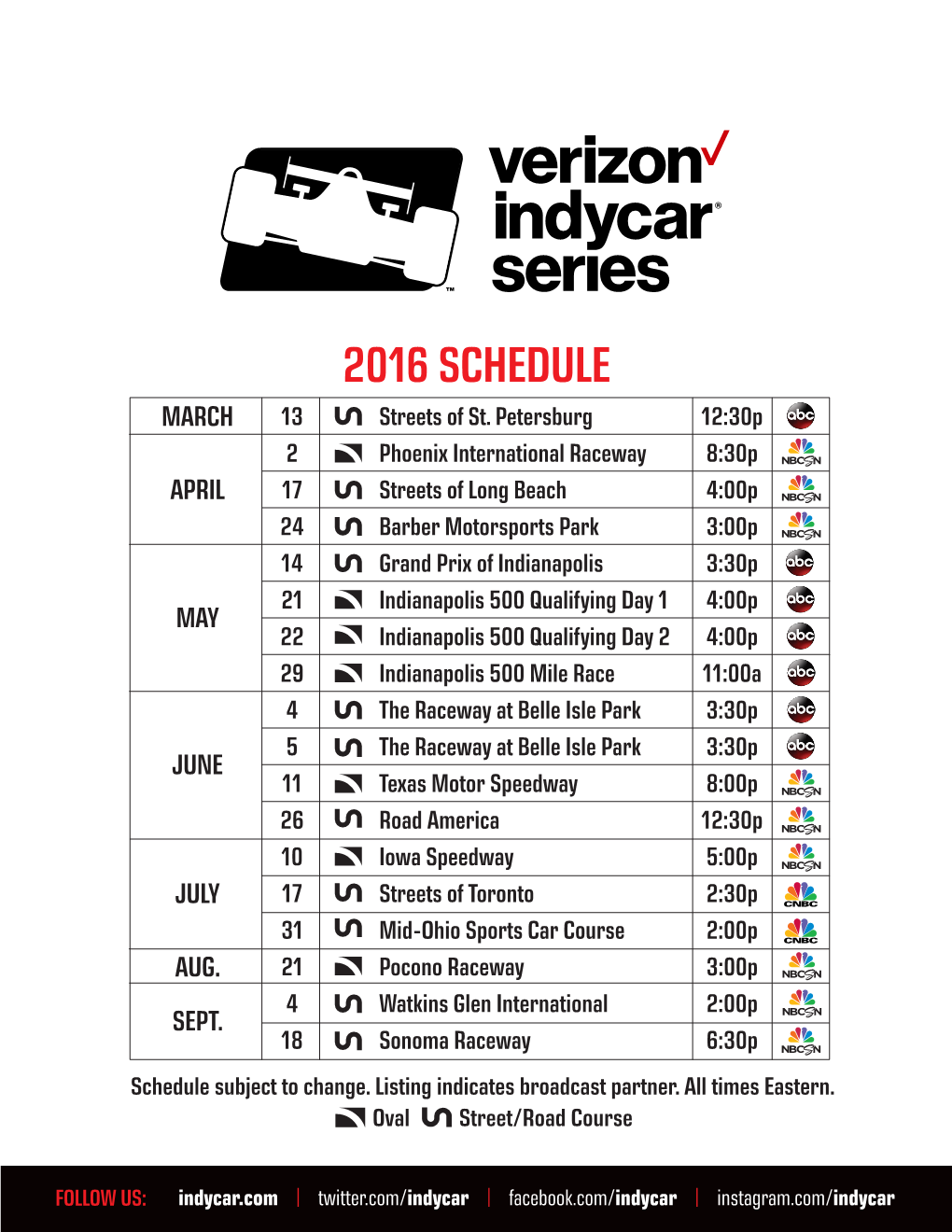 2016 SCHEDULE MARCH 13 Streets of St