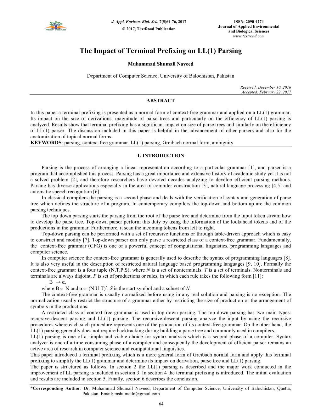 The Impact of Terminal Prefixing on LL(1) Parsing