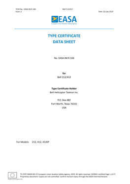 Type Certificate Data Sheet