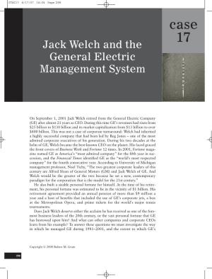 Case 17 Jack Welch and the General Electric Management System