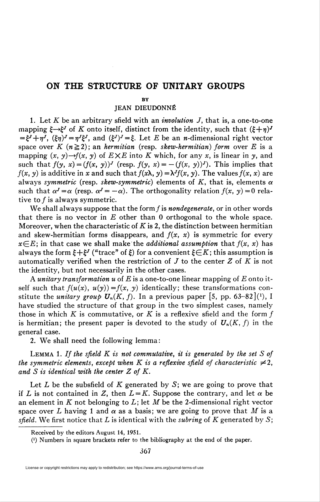 On the Structure of Unitary Groups