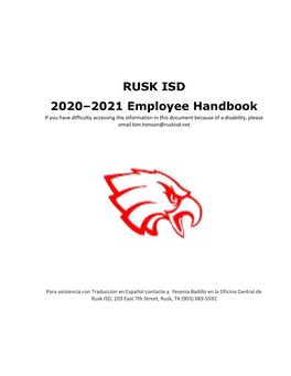 RISD Employee Handbook 2020-2021