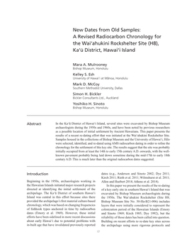 A Revised Radiocarbon Chronology for the Wai‘Ahukini Rockshelter Site (H8), Ka‘U District, Hawai‘I Island