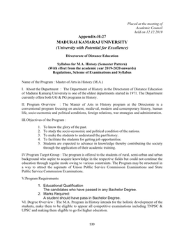 Appendix-H-27 MADURAI KAMARAJ UNIVERSITY (University with Potential for Excellence)