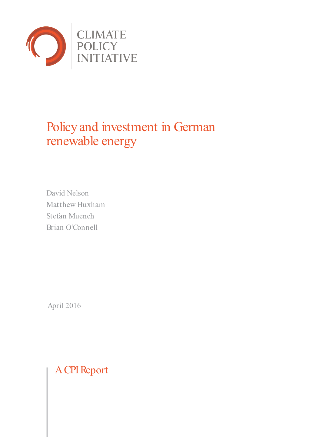 Policy and Investment in German Renewable Energy