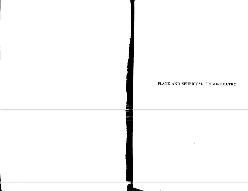 Plane and Spherical Trigonometry Plane and Spherical