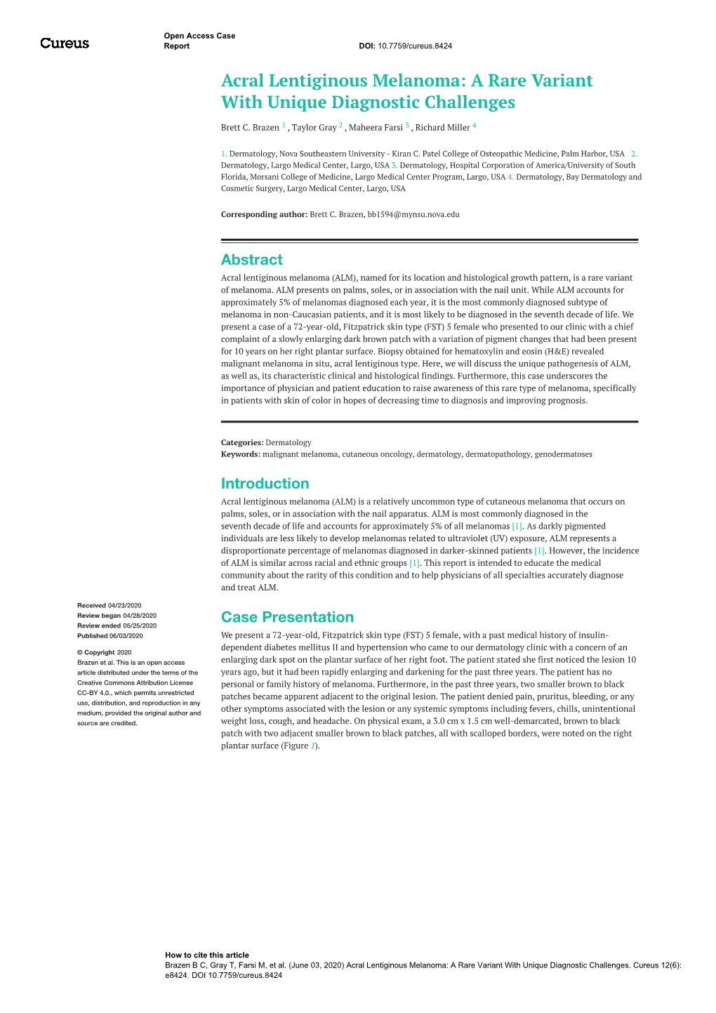 Acral Lentiginous Melanoma: a Rare Variant with Unique Diagnostic Challenges