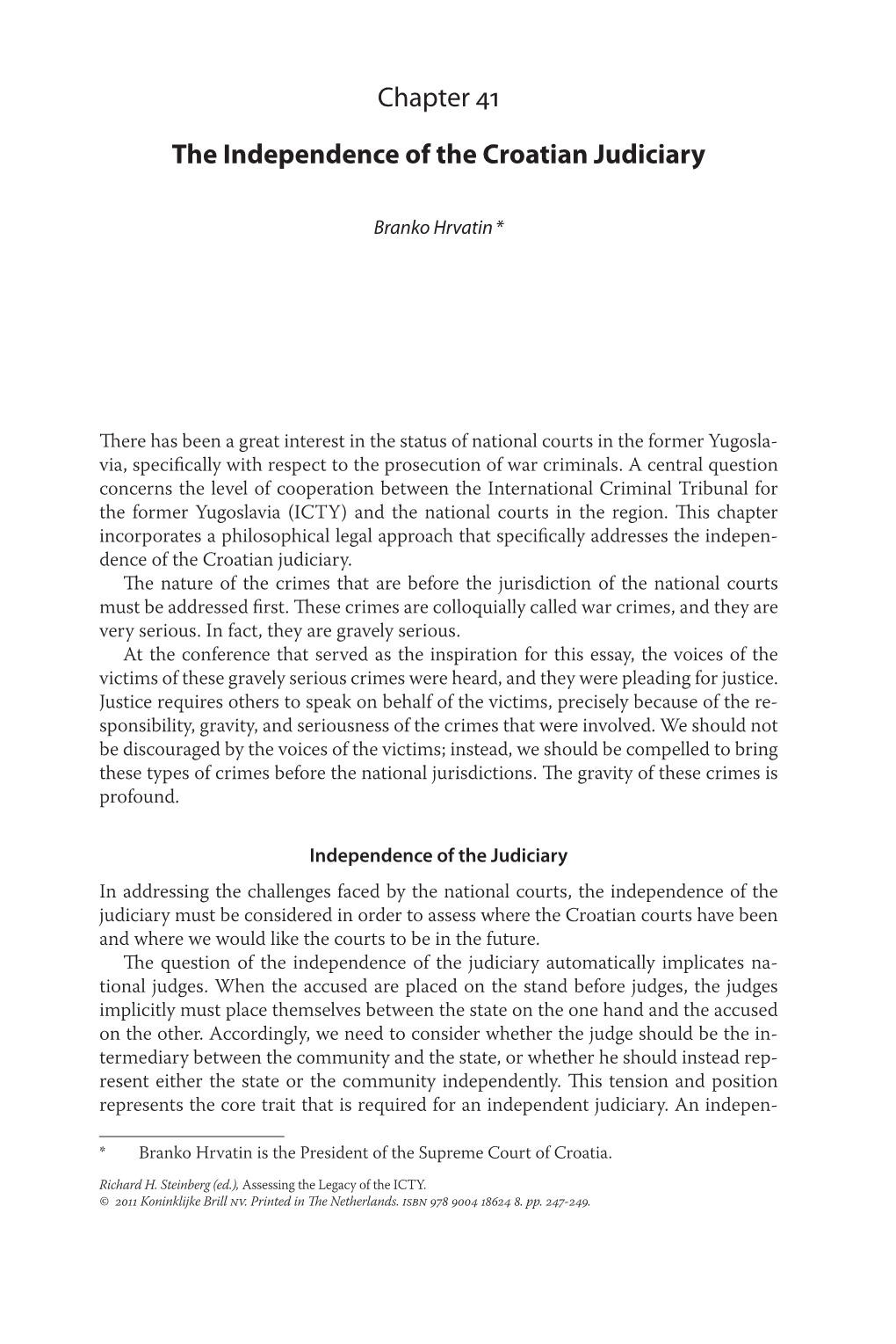 Chapter 41 the Independence of the Croatian Judiciary