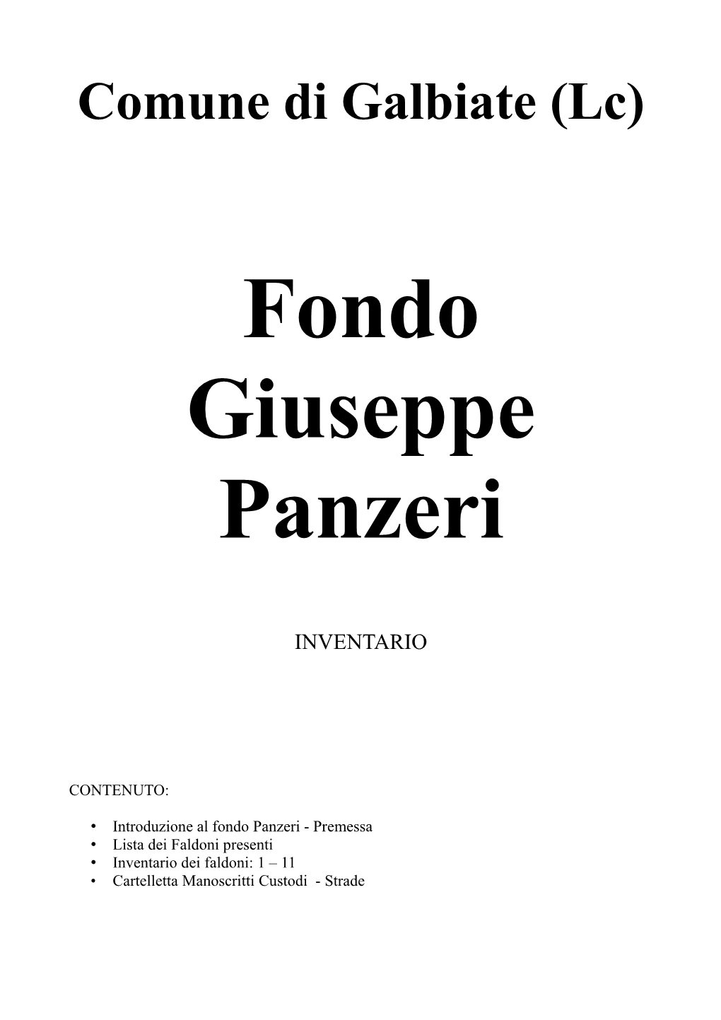 Fondo Giuseppe Panzeri
