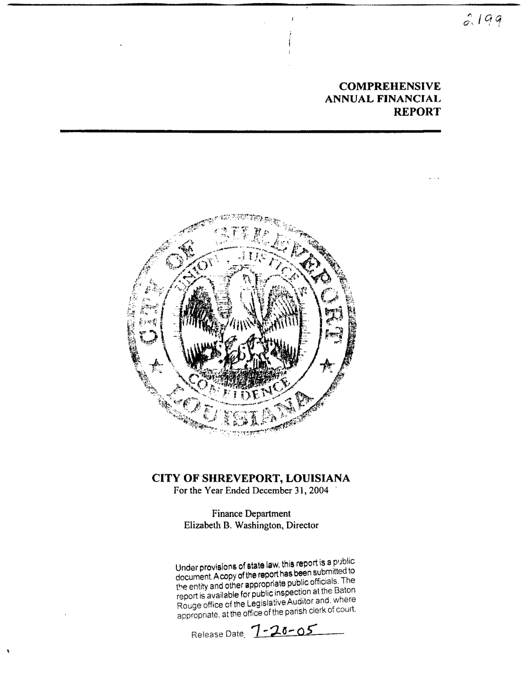 CITY of SHREVEPORT, LOUISIANA for the Year Ended December 31, 2004