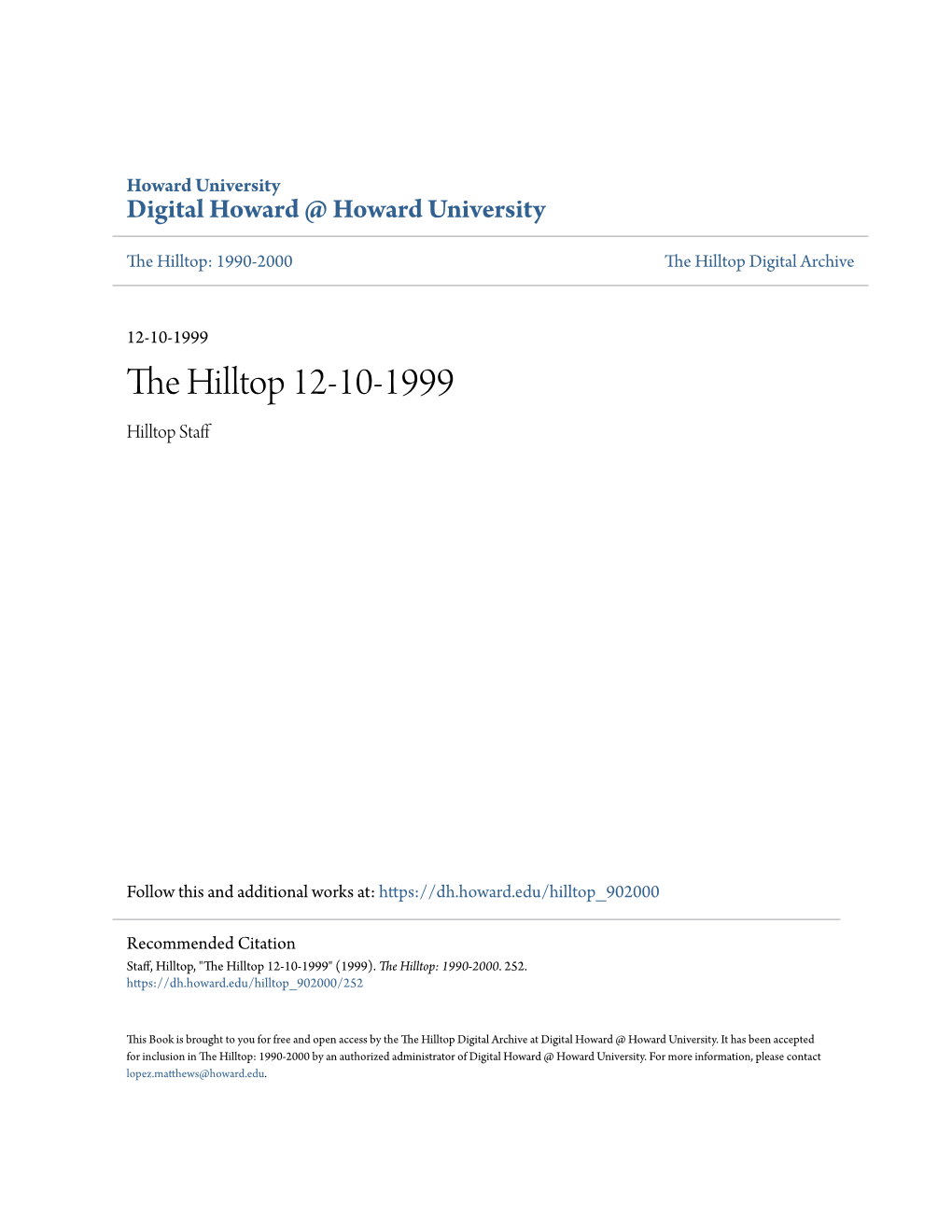 The Hilltop 12-10-1999