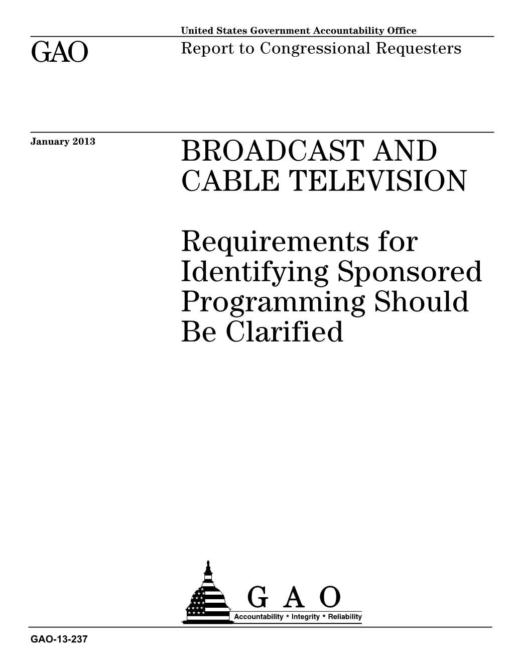 Broadcast and Cable Television: Requirements for Identifying