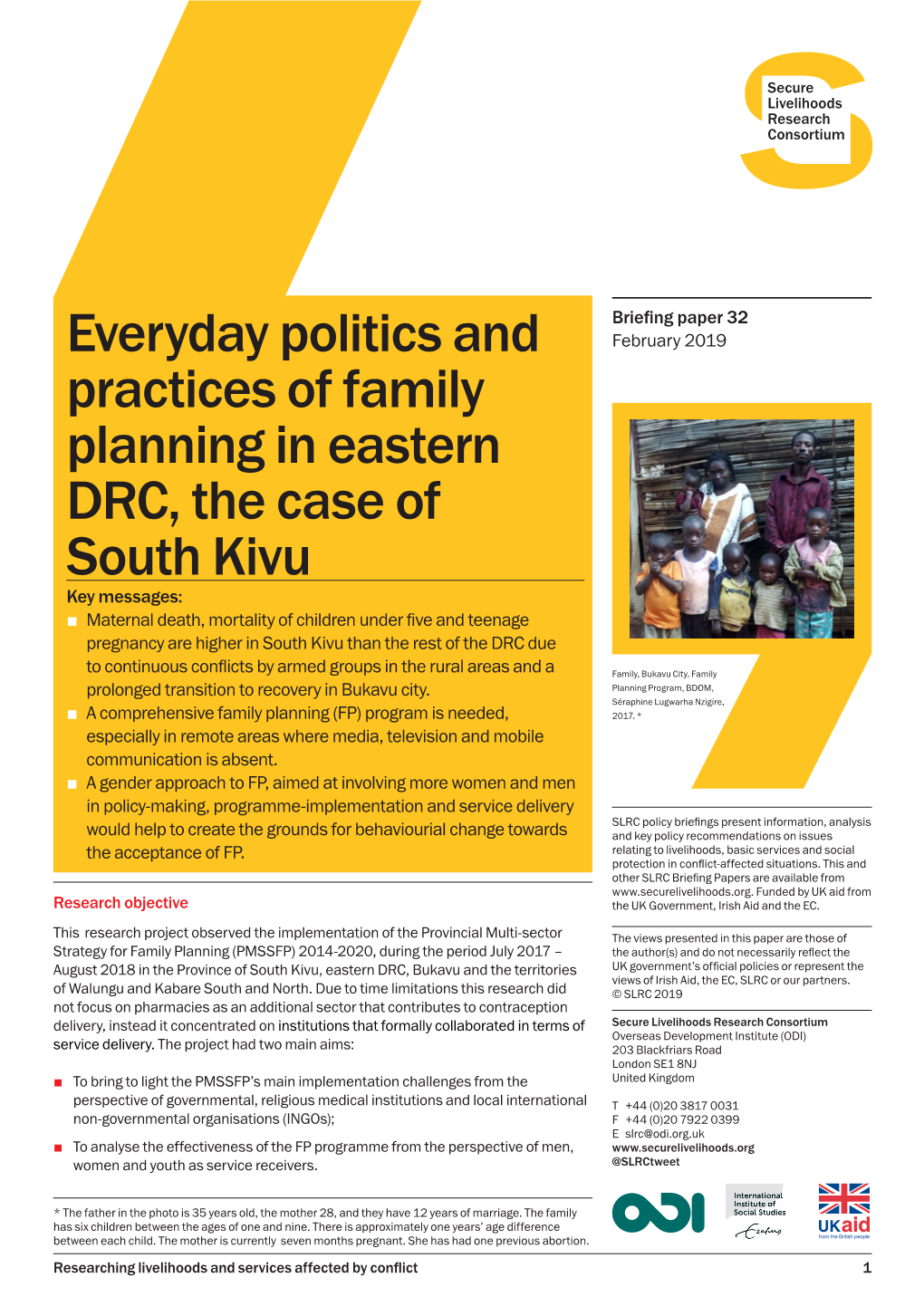 Everyday Politics and Practices of Family Planning in Eastern DRC, the Case of South Kivu