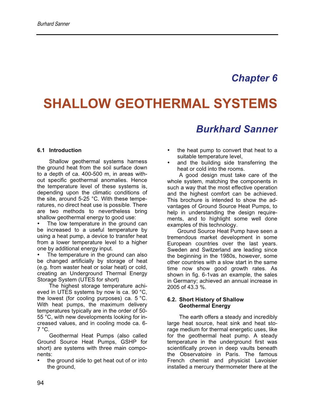 Shallow Geothermal Systems