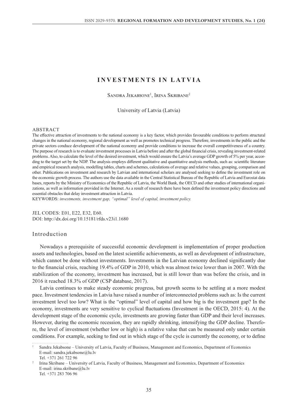 Investments in Latvia