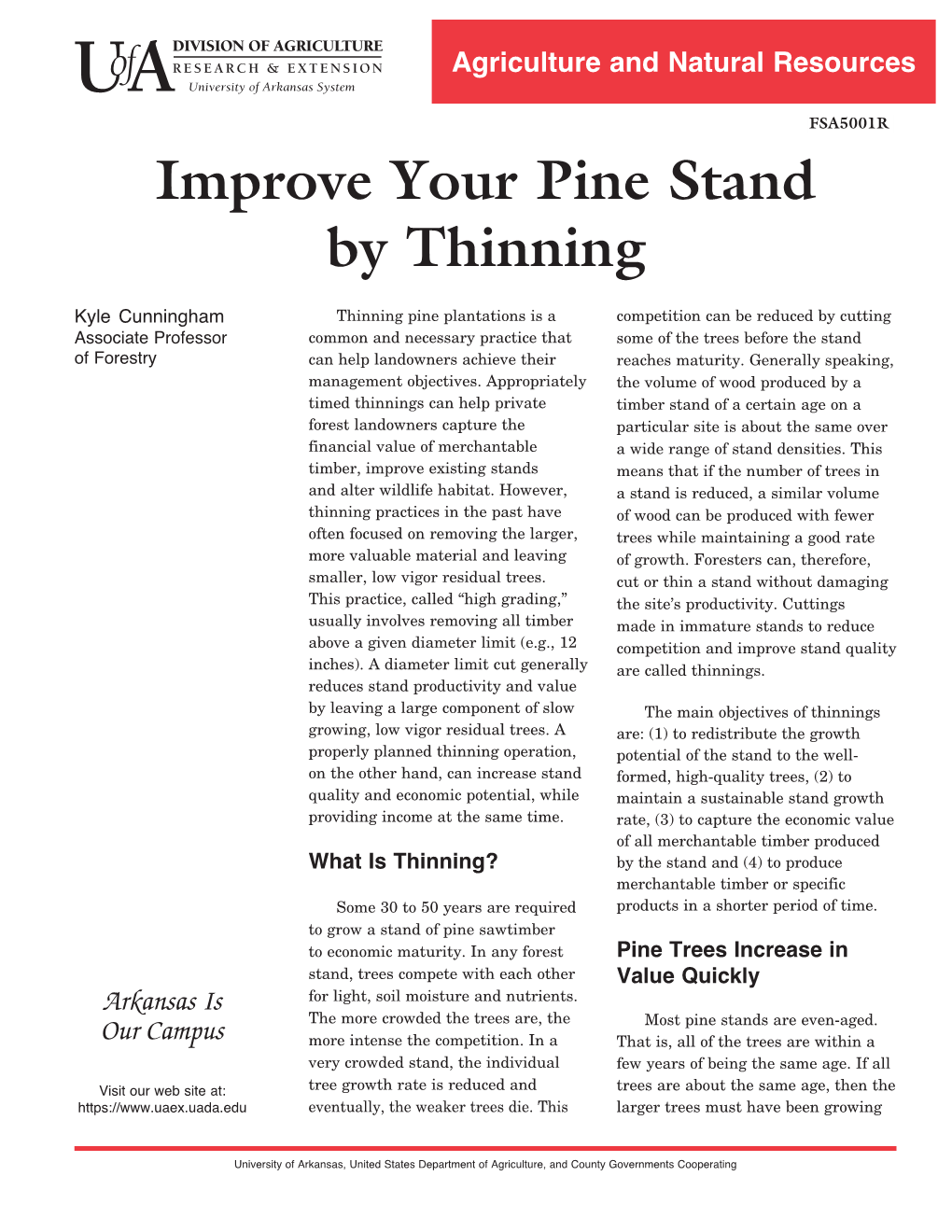 Improve Your Pine Stand by Thinning FSA5001