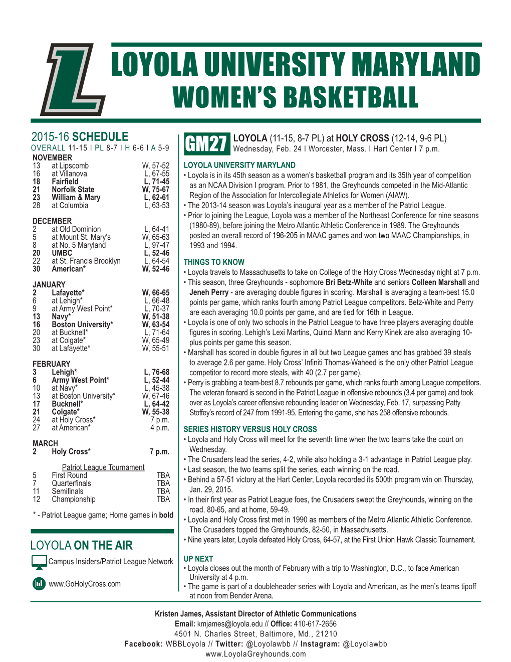 Loyola University Maryland Women’S Basketball