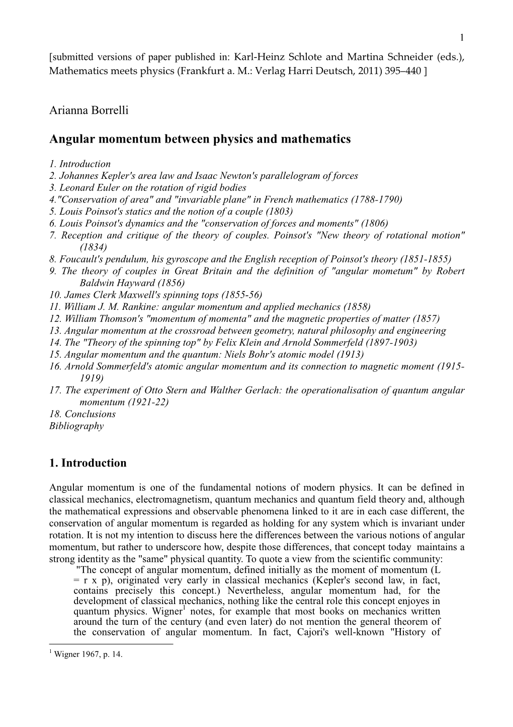 Angular Momentum Between Physics and Mathematics